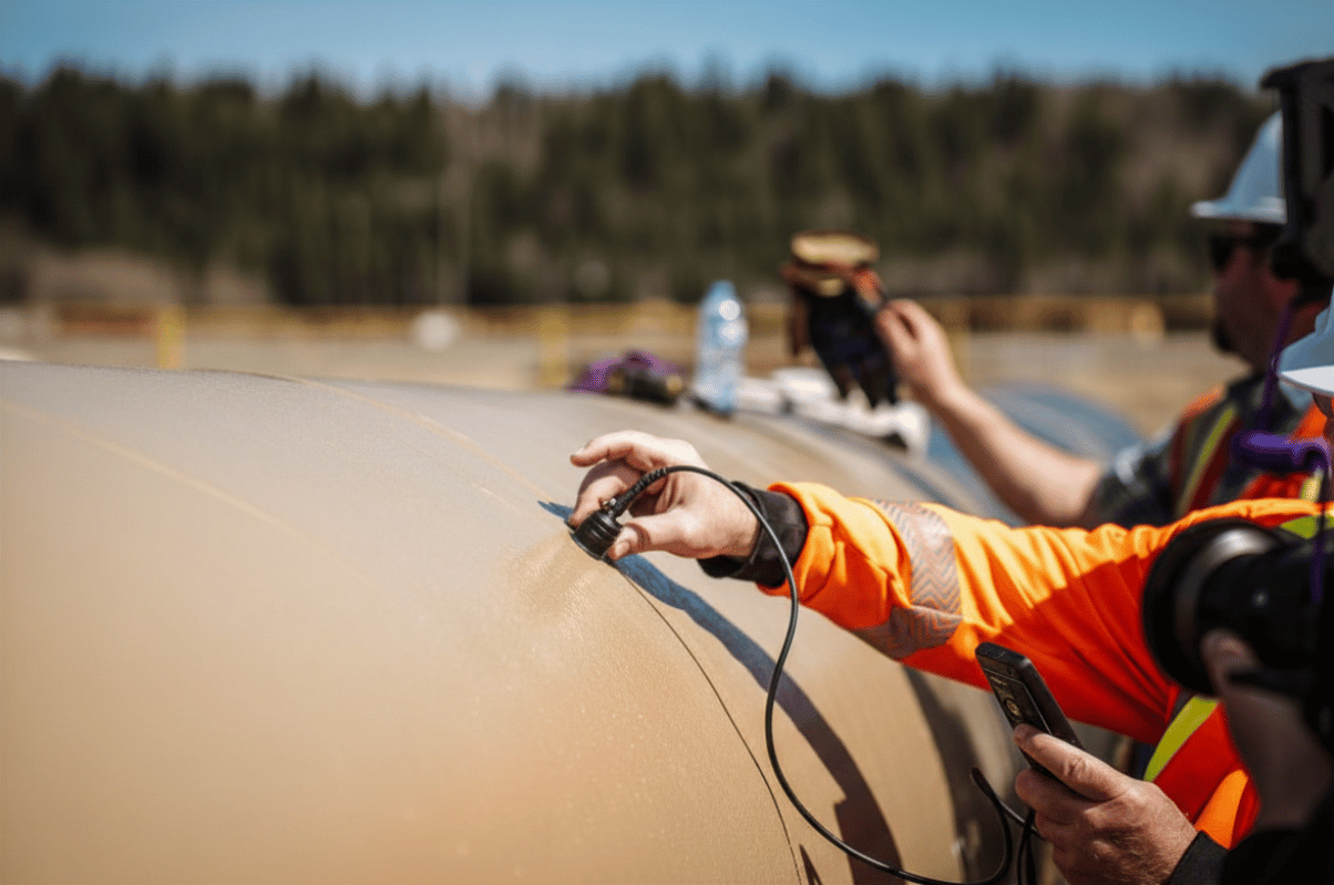 Tennexor polyurea coating thickness measurement on pipeline